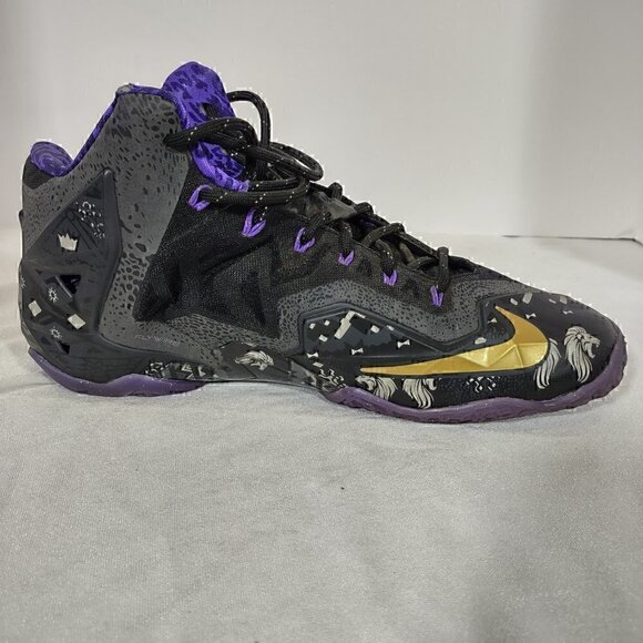 Nike Lebron 11 Anthracite, Metallic Gold Purple Venom Sneakers Size 9.5 - Picture 7 of 13